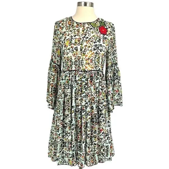 Anthropologie x Bhanuni by Jyoti Libra Embroidered Dress Size XS / S Floral - Picture 1 of 11